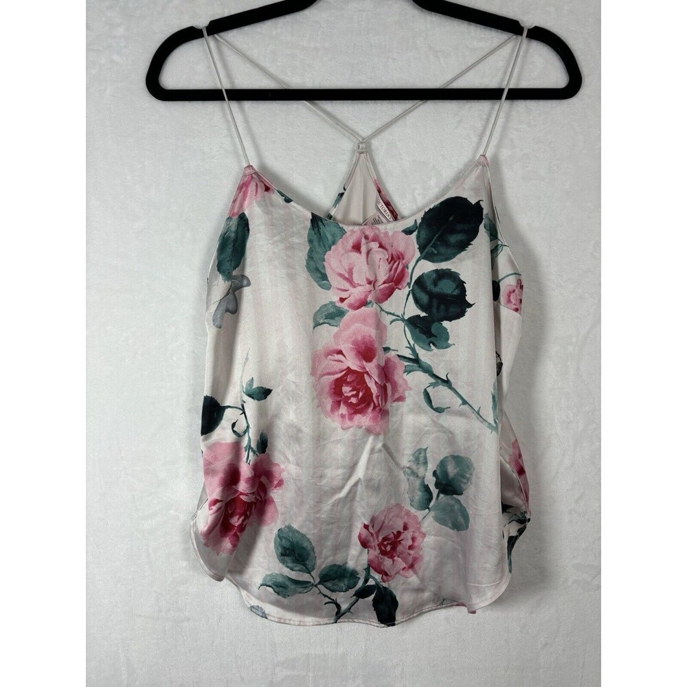 Victoria Secret Silky Small Floral Pajama Top Turquoise - Silk Satin like